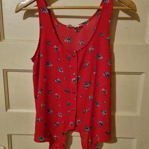 Gypsy and Jade Red Floral Front Tie Top